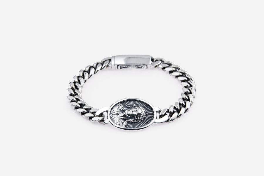 "Jesus Peace" Cuban Bracelet ~ Sterling Silver