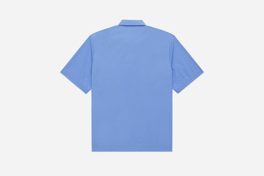 Short Sleeve Zip Shirt ~ Powder Blue Nylon