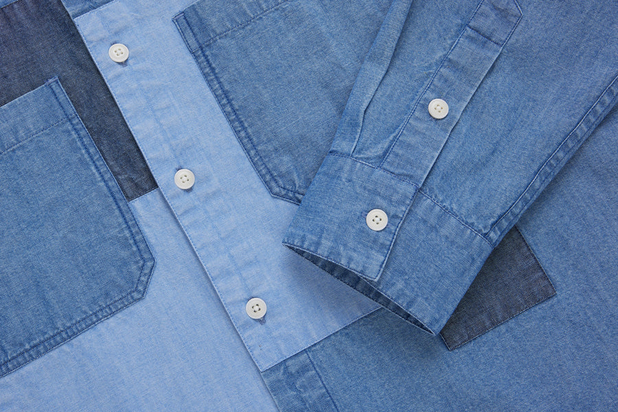 Utility Shirt ~ Indigo Patchwork Chambray