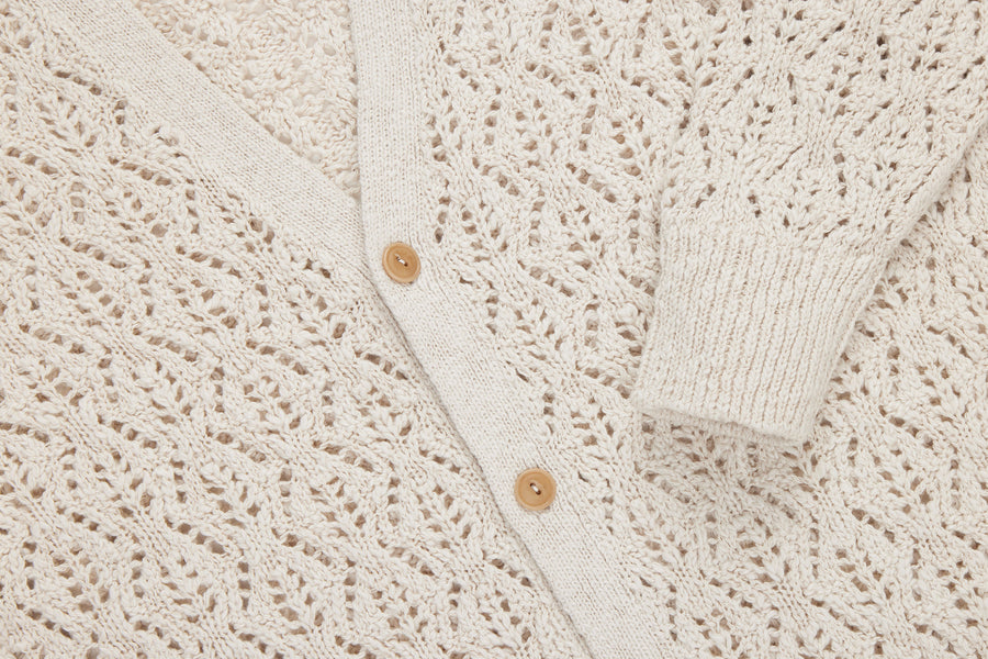 Classic Cardigan ~ Ecru Flamme Lace Knit