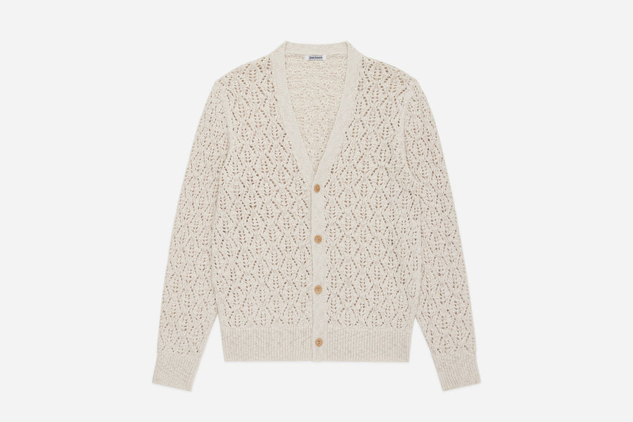 Classic Cardigan ~ Ecru Flamme Lace Knit