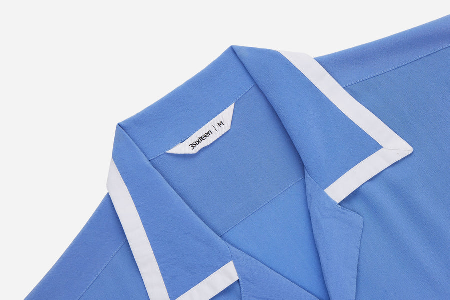 Bowling Shirt ~ Powder Blue Silk