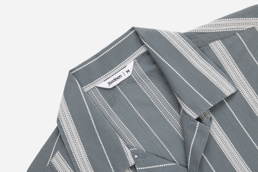 Cabana Shirt ~ Sage Ticking Stripe