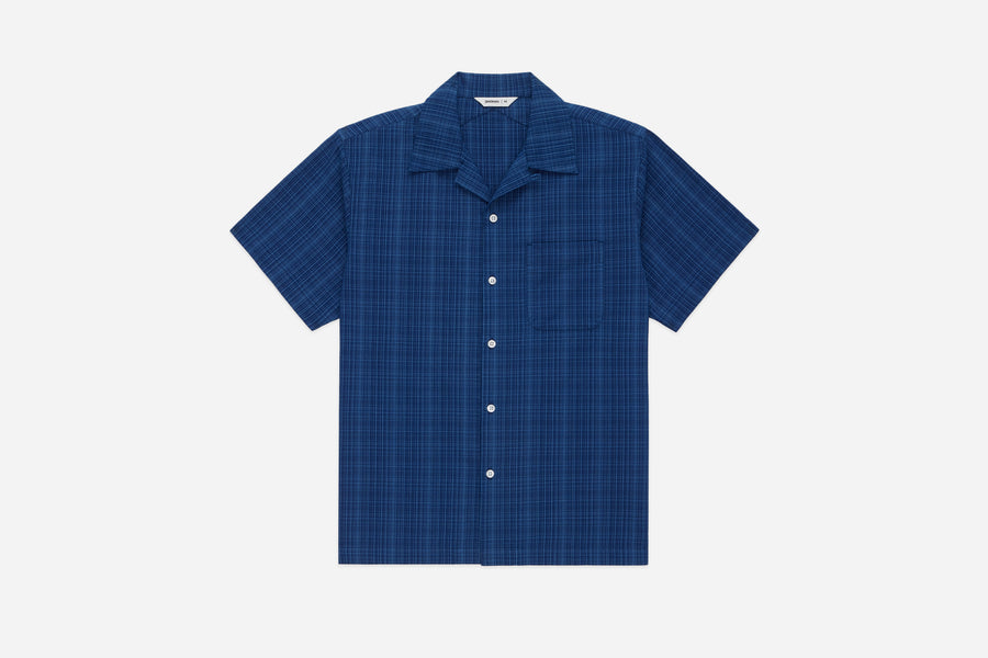 Vacation Shirt ~ Indigo Microcheck