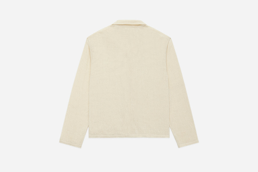 Loop Collar Shirt ~ Ecru Mesh
