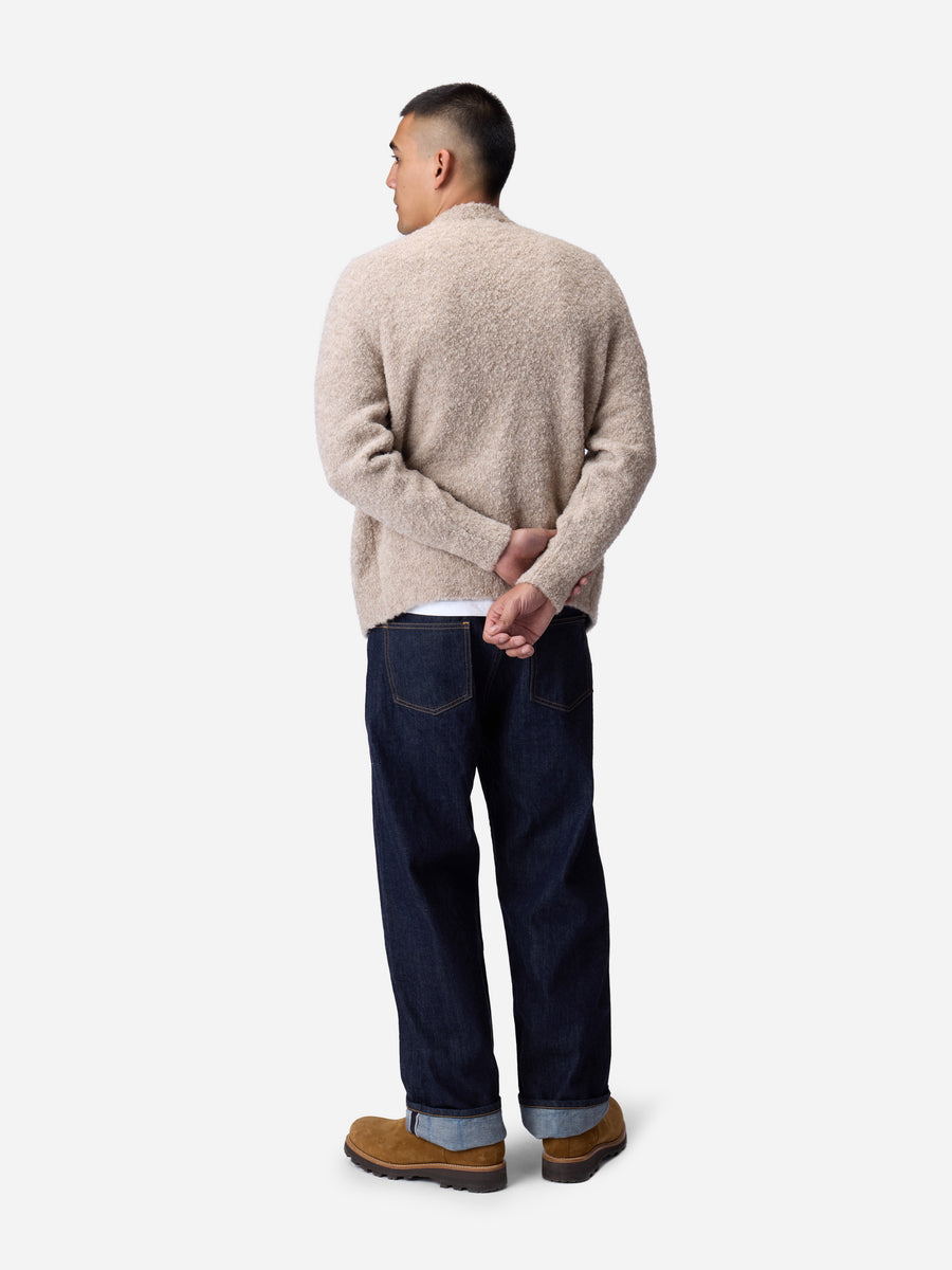 V-Neck Cardigan ~ Khaki Boucle Alpaca