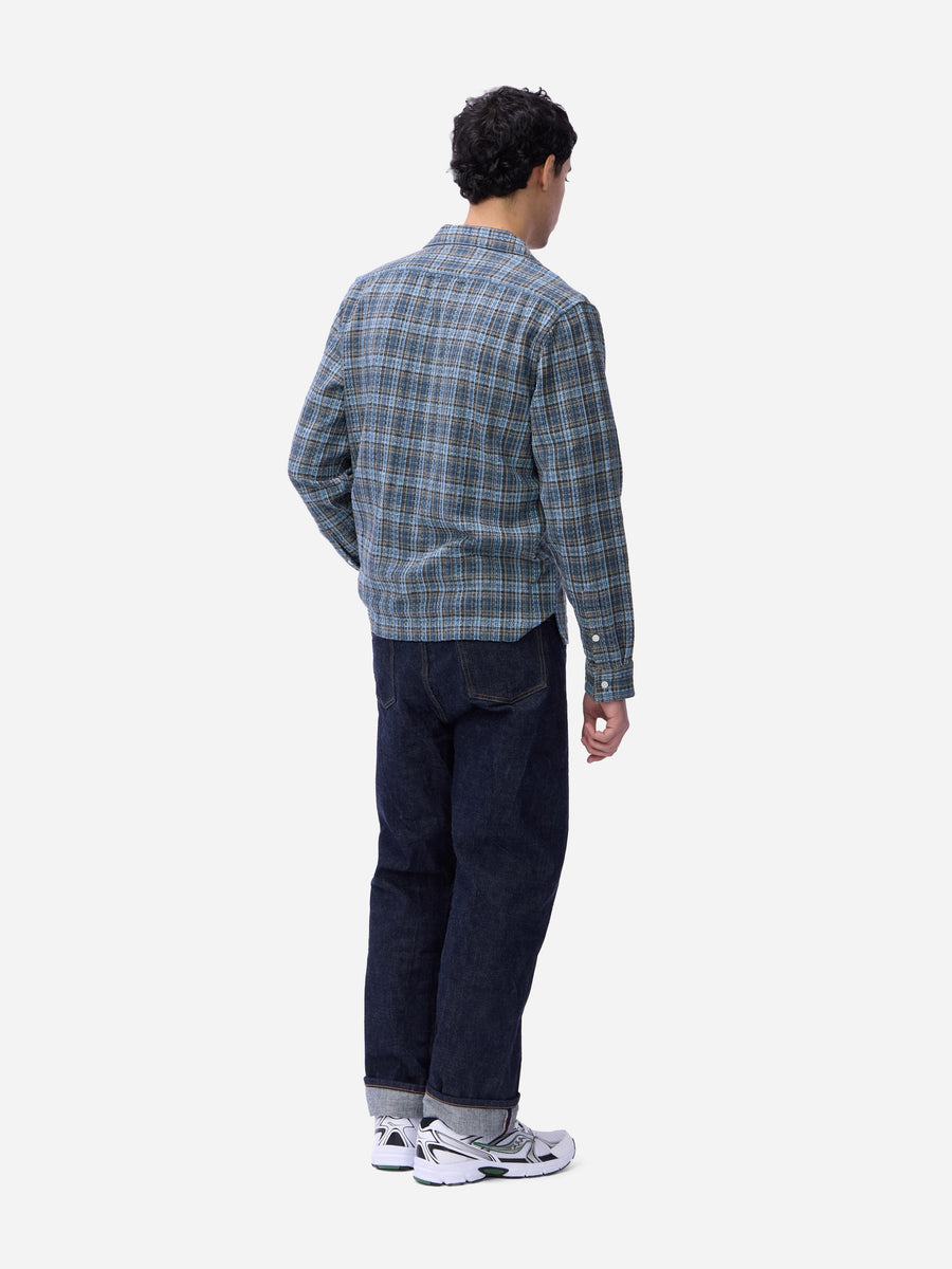 Camp Shirt ~ Blue Dobby Plaid
