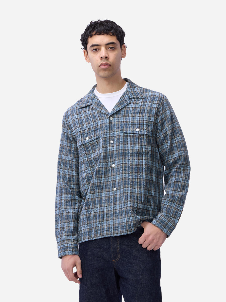 Camp Shirt ~ Blue Dobby Plaid