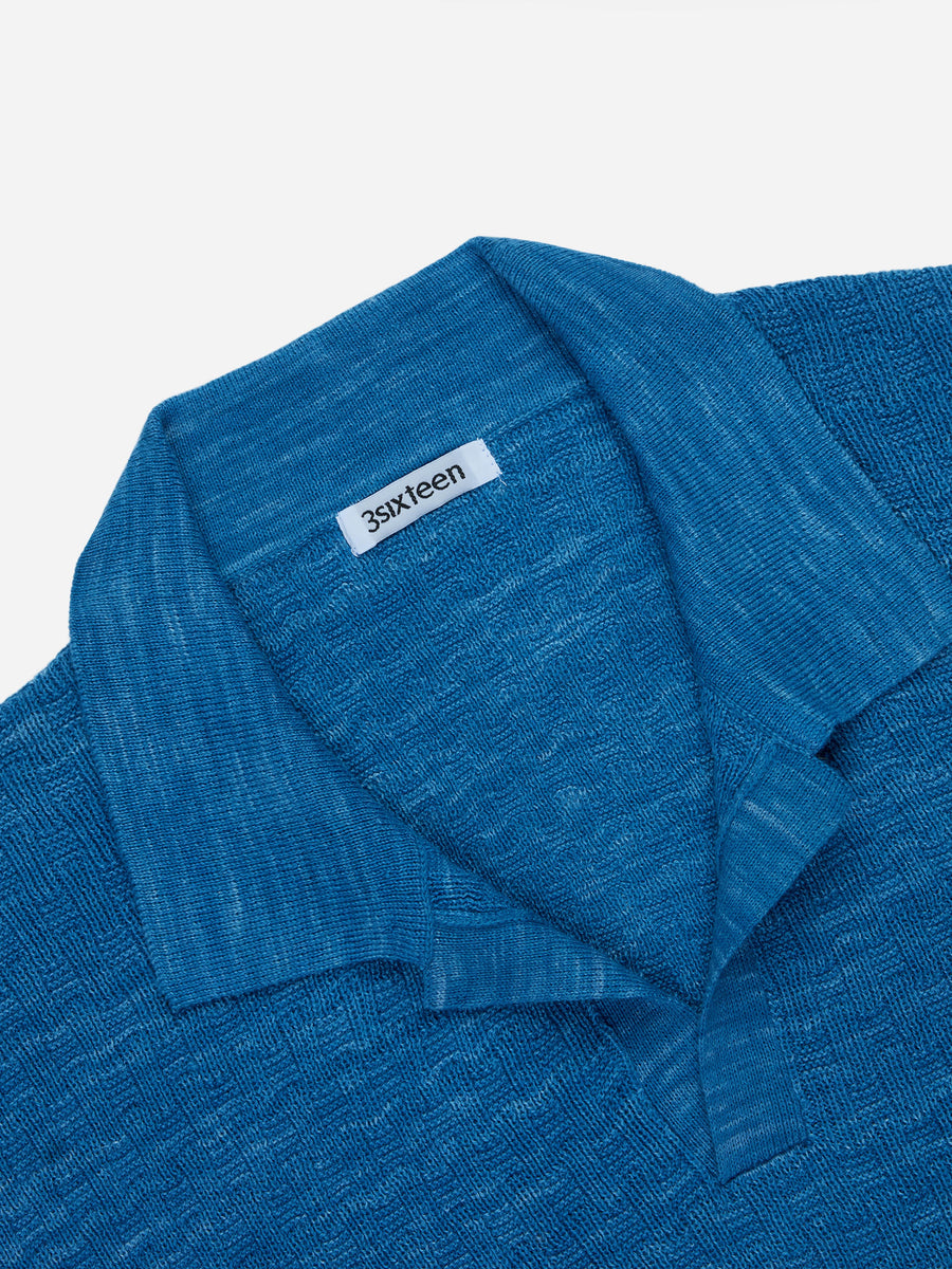 Knit Polo ~ Vintage Blue Boxweave