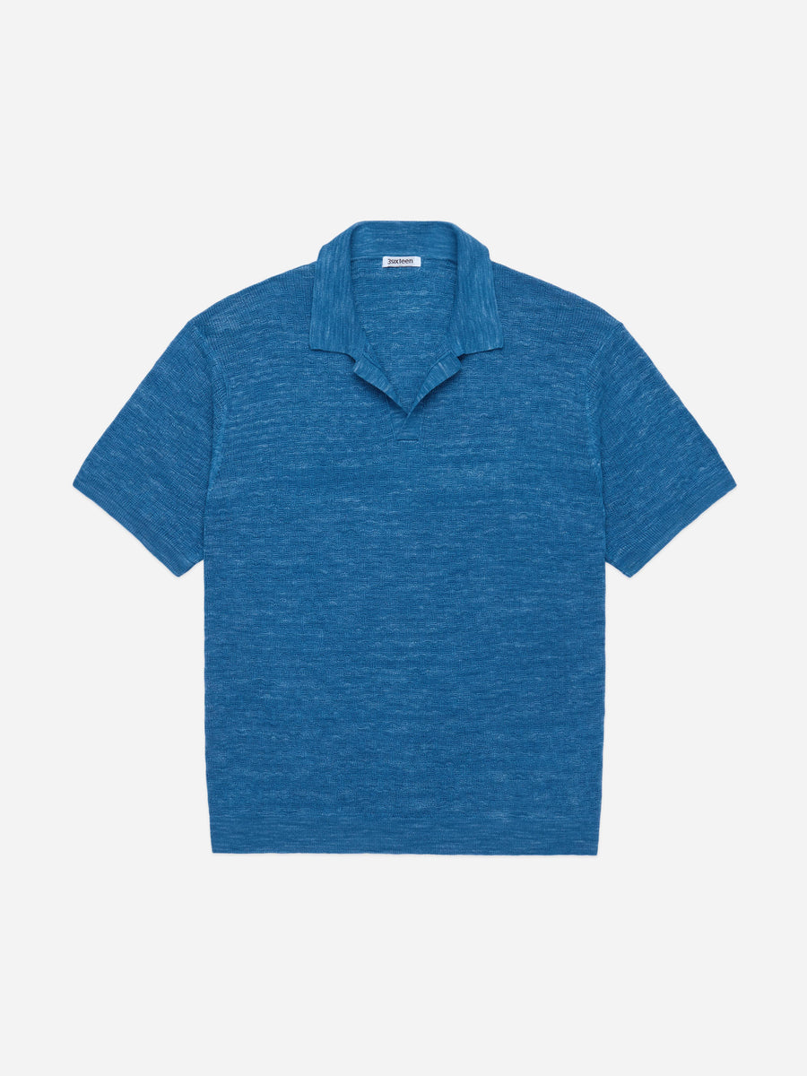 Knit Polo ~ Vintage Blue Boxweave