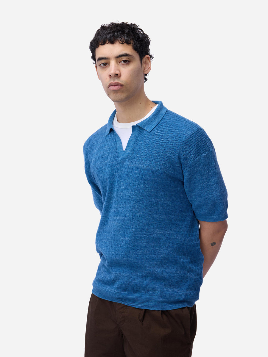 Knit Polo ~ Vintage Blue Boxweave