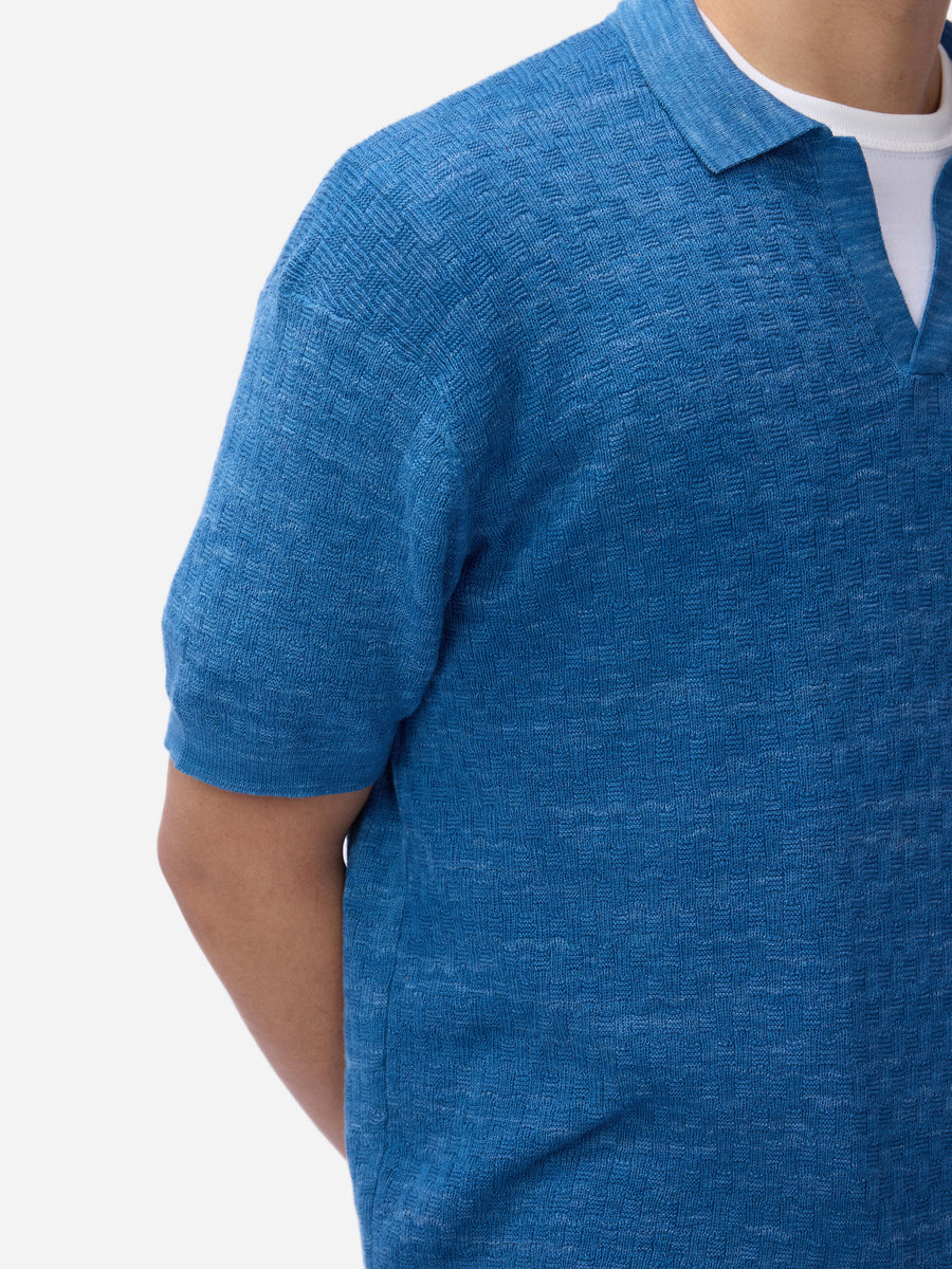 Knit Polo ~ Vintage Blue Boxweave