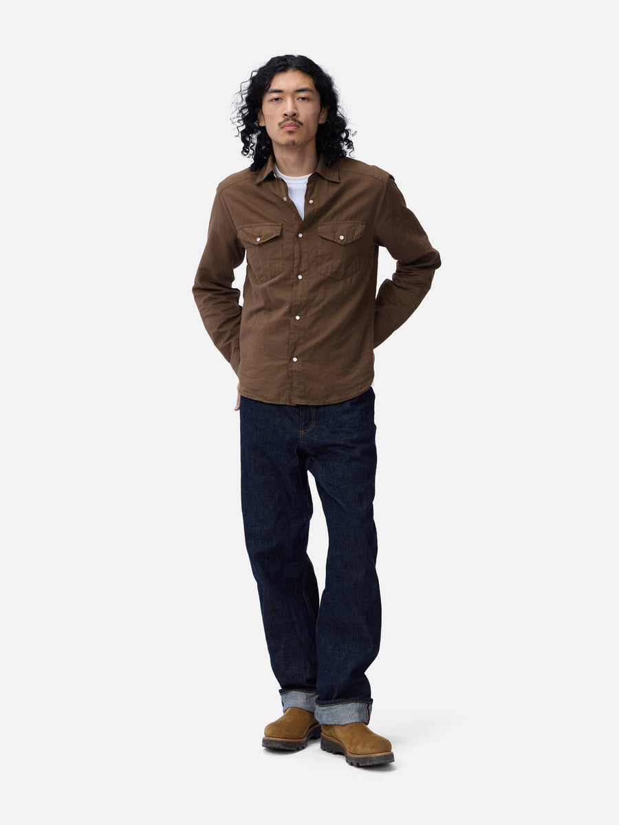 Snap Western Shirt ~ Mocha Garment Dye