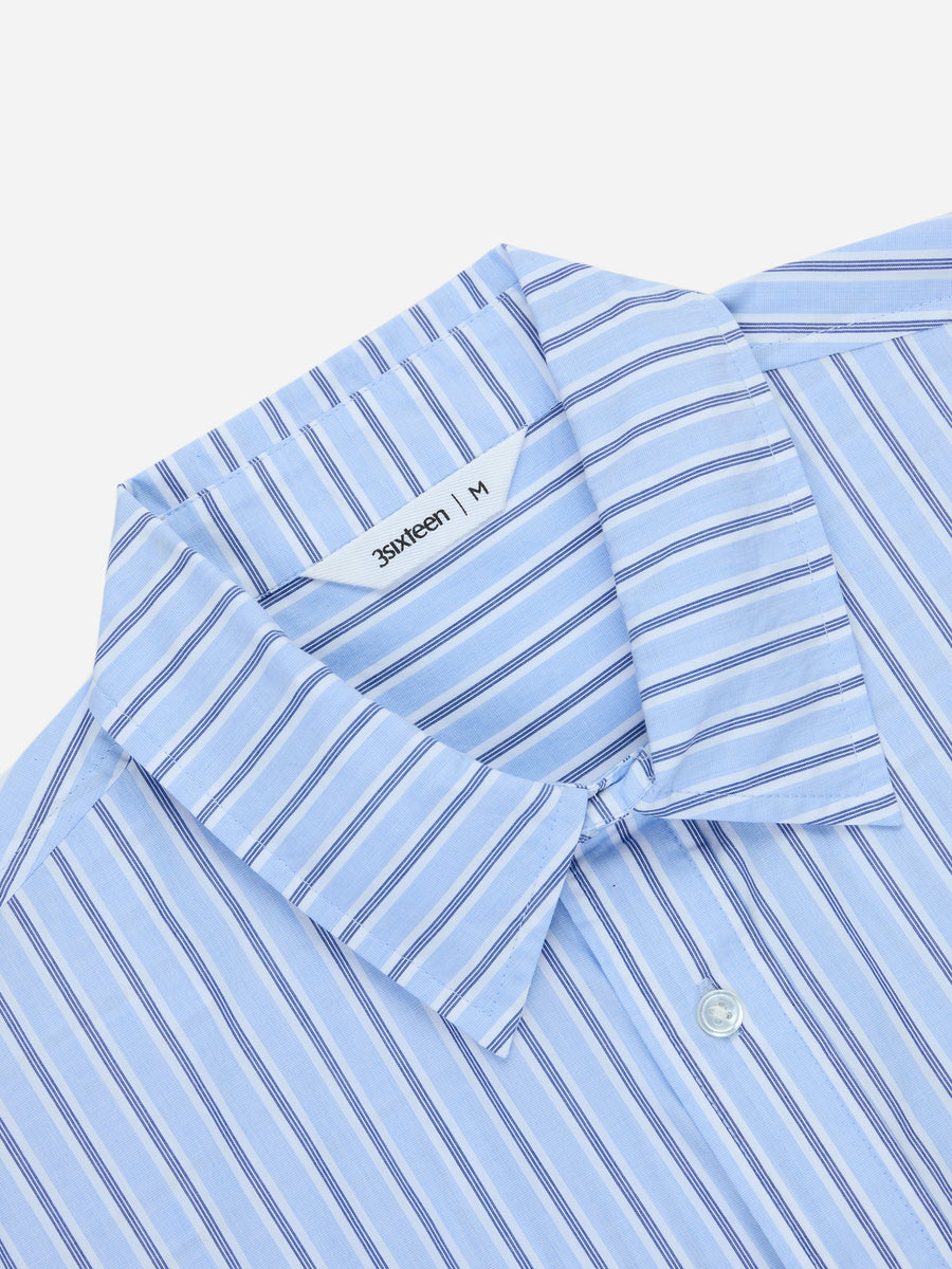 Short Sleeve Commuter Shirt ~ Blue Stripe