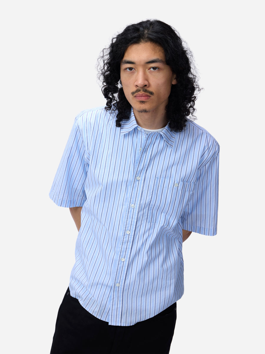 Short Sleeve Commuter Shirt ~ Blue Stripe