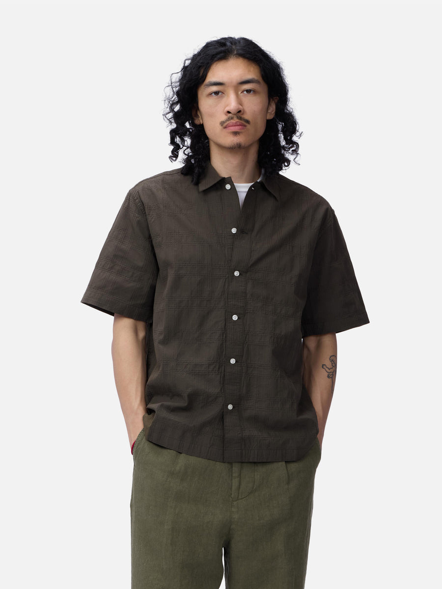 Short Sleeve Work Shirt ~ Ink Grid Dobby